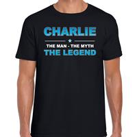 Bellatio Naam cadeau Charlie - The man, The myth the legend t-shirt Zwart
