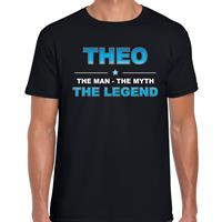 Bellatio Naam cadeau Theo - The man, The myth the legend t-shirt Zwart