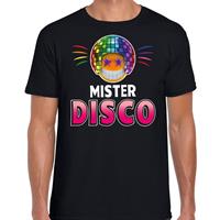 Bellatio Funny emoticon t-shirt mister disco Zwart