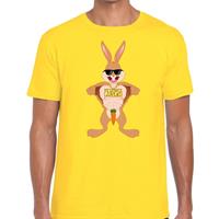 Bellatio Geel Paas t-shirt stoere paashaas - Pasen shirt voor heren - Pasen kleding