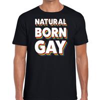 Bellatio Natural born gay - gaypride t-shirt Zwart