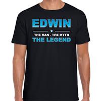 Bellatio Naam cadeau Edwin - The man, The myth the legend t-shirt Zwart