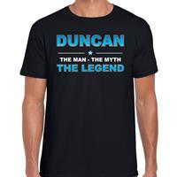 Bellatio Naam cadeau Duncan - The man, The myth the legend t-shirt Zwart