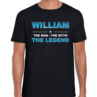 Bellatio Naam cadeau William - The man, The myth the legend t-shirt Zwart