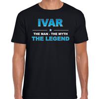 Bellatio Naam cadeau Ivar - The man, The myth the legend t-shirt Zwart
