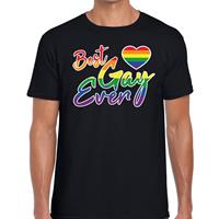Bellatio Best gay ever gaypride t-shirt - regenboog t-shirt Zwart
