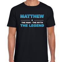 Bellatio Naam cadeau Matthew - The man, The myth the legend t-shirt Zwart
