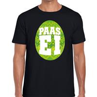 Bellatio Zwart Paas t-shirt met groen paasei - Pasen shirt voor heren - Pasen kleding