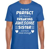 Bellatio Freaking awesome Sister / geweldige zus cadeau t-shirt Blauw