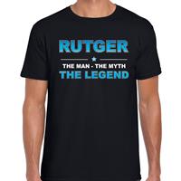 Bellatio Naam cadeau Rutger - The man, The myth the legend t-shirt Zwart