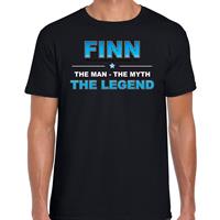 Bellatio Naam cadeau Finn - The man, The myth the legend t-shirt Zwart