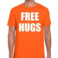 Bellatio Free hugs tekst t-shirt Oranje