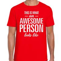 Bellatio Awesome Person tekst t-shirt rood heren - heren fun tekst shirt Rood