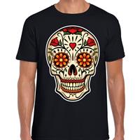 Bellatio Day of the dead sugar skull t-shirt - Zwart