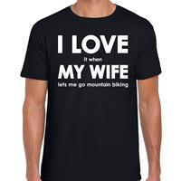 Bellatio I love it when my wife lets me go mountain biking shirt - grappig mountainbiken hobby t-shirt Zwart