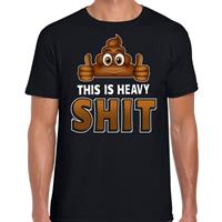 Bellatio Funny emoticon t-shirt This is heavy shit Zwart