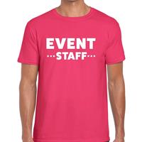 Bellatio Event staff tekst t-shirt fuchsia roze heren - evenementen crew / personeel shirt
