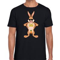 Bellatio Zwart Paas t-shirt stoere paashaas - Pasen shirt voor heren - Pasen kleding