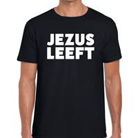 Bellatio Jezus leeft tekst t-shirt zwart heren - Zwart