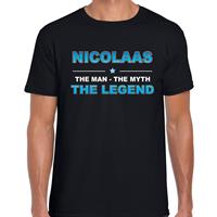 Bellatio Naam cadeau Nicolaas - The man, The myth the legend t-shirt Zwart