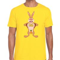 Bellatio Geel Paas t-shirt verliefde paashaas - Pasen shirt voor heren - Pasen kleding