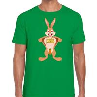 Bellatio Groen Paas t-shirt verliefde paashaas - Pasen shirt voor heren - Pasen kleding