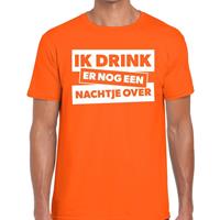 Bellatio Ik drink er nog een nachtje over tekst t-shirt oranje heren - Oranje