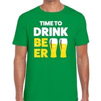 Bellatio Time to drink Beer tekst t-shirt Groen