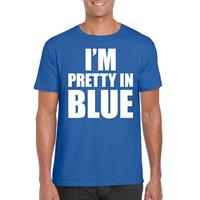 Bellatio I am pretty in blue tekst t-shirt blauw heren - Blauw