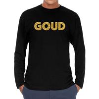 Bellatio Goud glitter long sleeve t- shirt zwart heren - Zwart