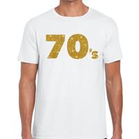 Bellatio 70's goud glitter tekst t-shirt Wit