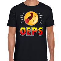 Bellatio Funny emoticon t-shirt oeps Zwart
