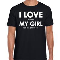 Bellatio I love it when my girl lets me drink beer shirt - grappig bier drinken hobby t-shirt Zwart