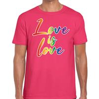 Bellatio Love is love gay pride t-shirt - Roze