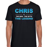 Bellatio Naam cadeau Chris - The man, The myth the legend t-shirt Zwart