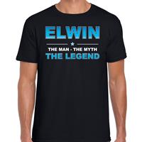 Bellatio Naam cadeau Elwin - The man, The myth the legend t-shirt Zwart