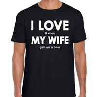 Bellatio I love it when my wife gets me beer tekst t-shirt Zwart