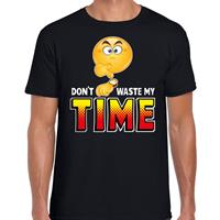 Bellatio Funny emoticon t-shirt dont waste my time Zwart