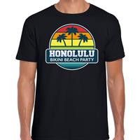 Bellatio Honolulu zomer t-shirt / shirt Honolulu bikini beach party voor heren - Zwart