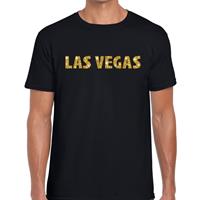 Bellatio Las Vegas gouden glitter tekst t-shirt Zwart