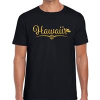 Bellatio Hawaii gouden glitter tekst t-shirt Zwart