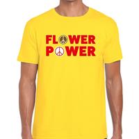 Bellatio Flower power tekst t-shirt Geel