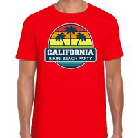 Bellatio California zomer t-shirt / shirt California bikini beach party voor heren - Rood