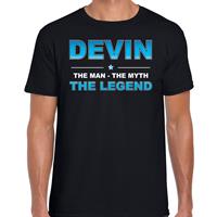 Bellatio Naam cadeau Devin - The man, The myth the legend t-shirt Zwart