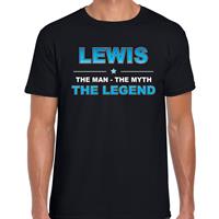 Bellatio Naam cadeau Lewis - The man, The myth the legend t-shirt Zwart