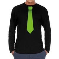 Bellatio Stropdas groen long sleeve t-shirt zwart voor heren- Zwart