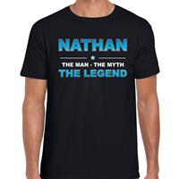 Bellatio Naam cadeau Nathan - The man, The myth the legend t-shirt Zwart