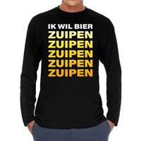 Bellatio Ik wil bier zuipen long sleevet-shirt zwart heren - Zwart