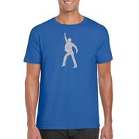 Bellatio Zilveren disco t-shirt / kleding - Blauw