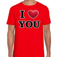 Bellatio I love you t-shirt voor heren - Rood